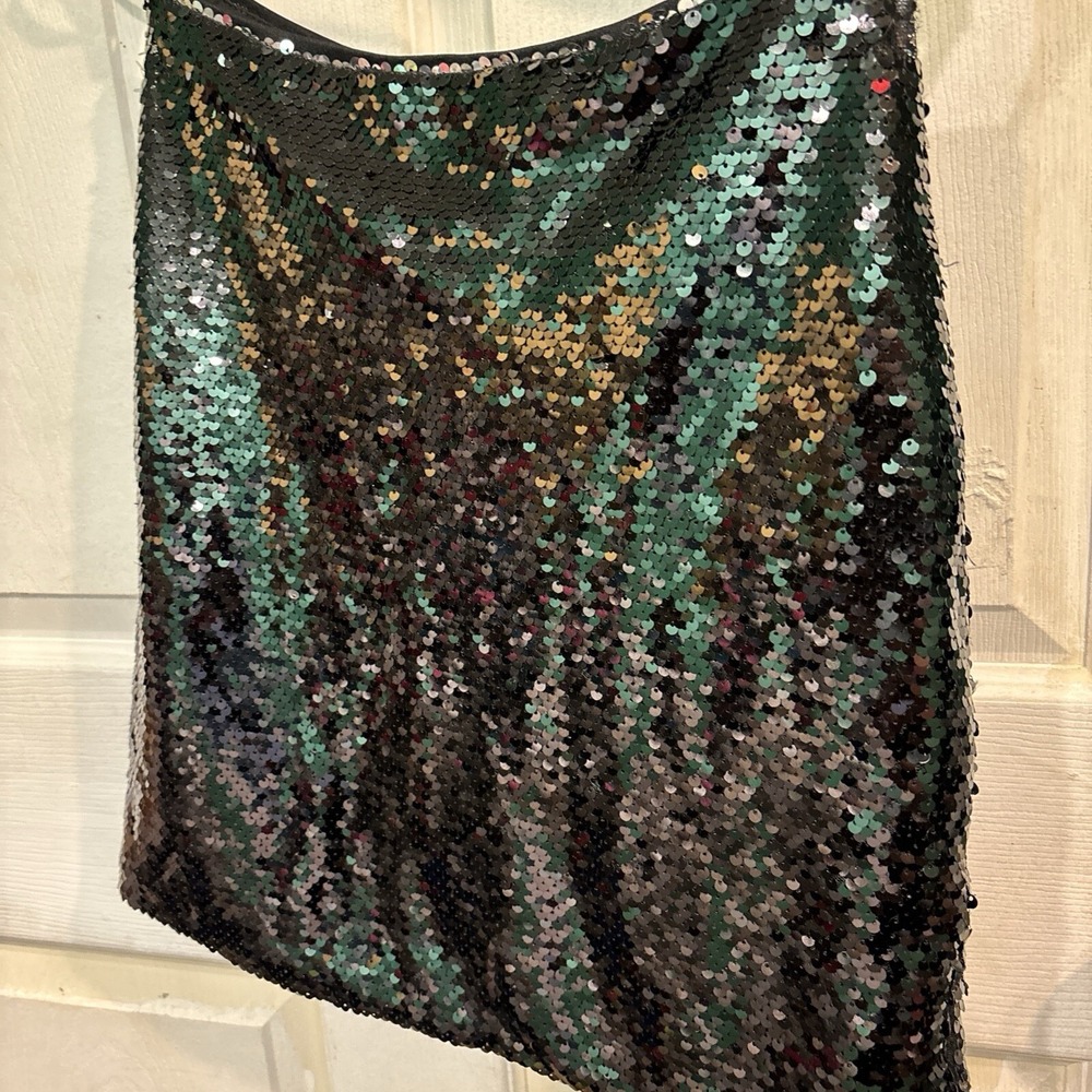She + Sky Skirt Aqua Green With Sequins Women Small
